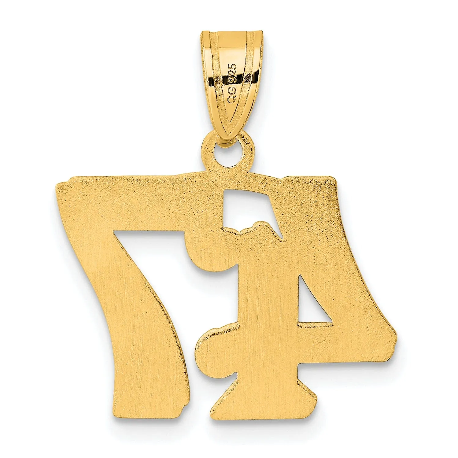 14k Yellow Gold Polished Etched Finish Number 47 Charm Pendant