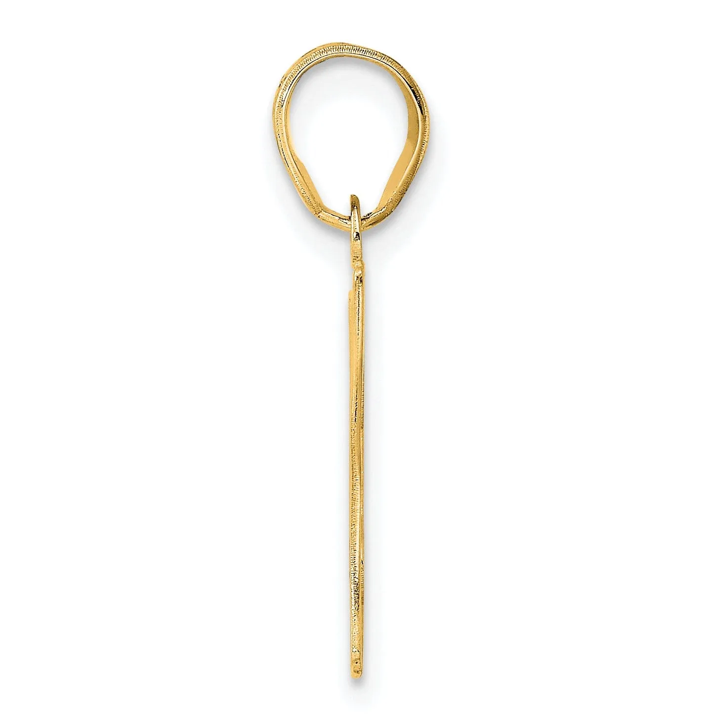 14k Yellow Gold Polished Etched Finish Number 47 Charm Pendant