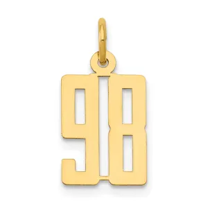 14K Yellow Gold Polished Finish Small Size Elongated Shape Number 98 Charm Pendant