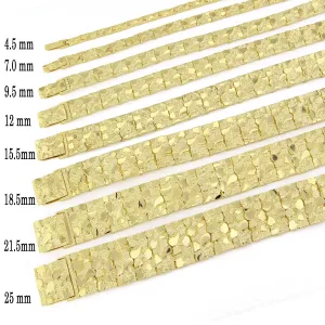 14k Yellow Gold Solid Nugget Bracelet Adjustable 8-8.5" 9.5mm 26.8 grams