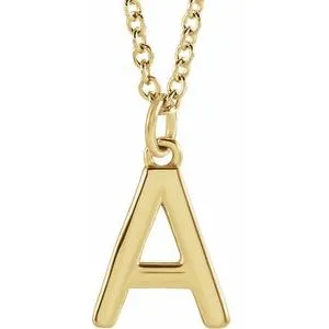 14K Yellow Initial A Dangle 16" Necklace