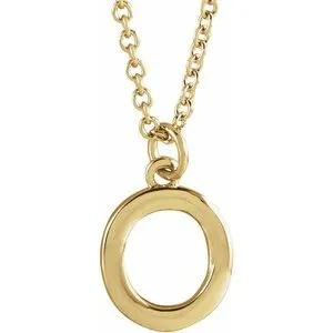 14K Yellow Initial O Dangle 18" Necklace