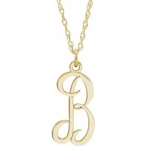 14K Yellow Script Initial B 16-18" Necklace
