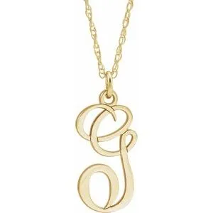 14K Yellow Script Initial G 16-18" Necklace
