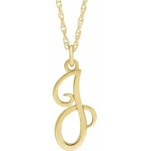 14K Yellow Script Initial J 16-18" Necklace