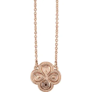 14KT Rose Gold Detailed Clover Pendant Necklace