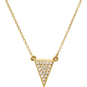14KT Yellow Gold 1/5 CT Diamond Triangle Necklace