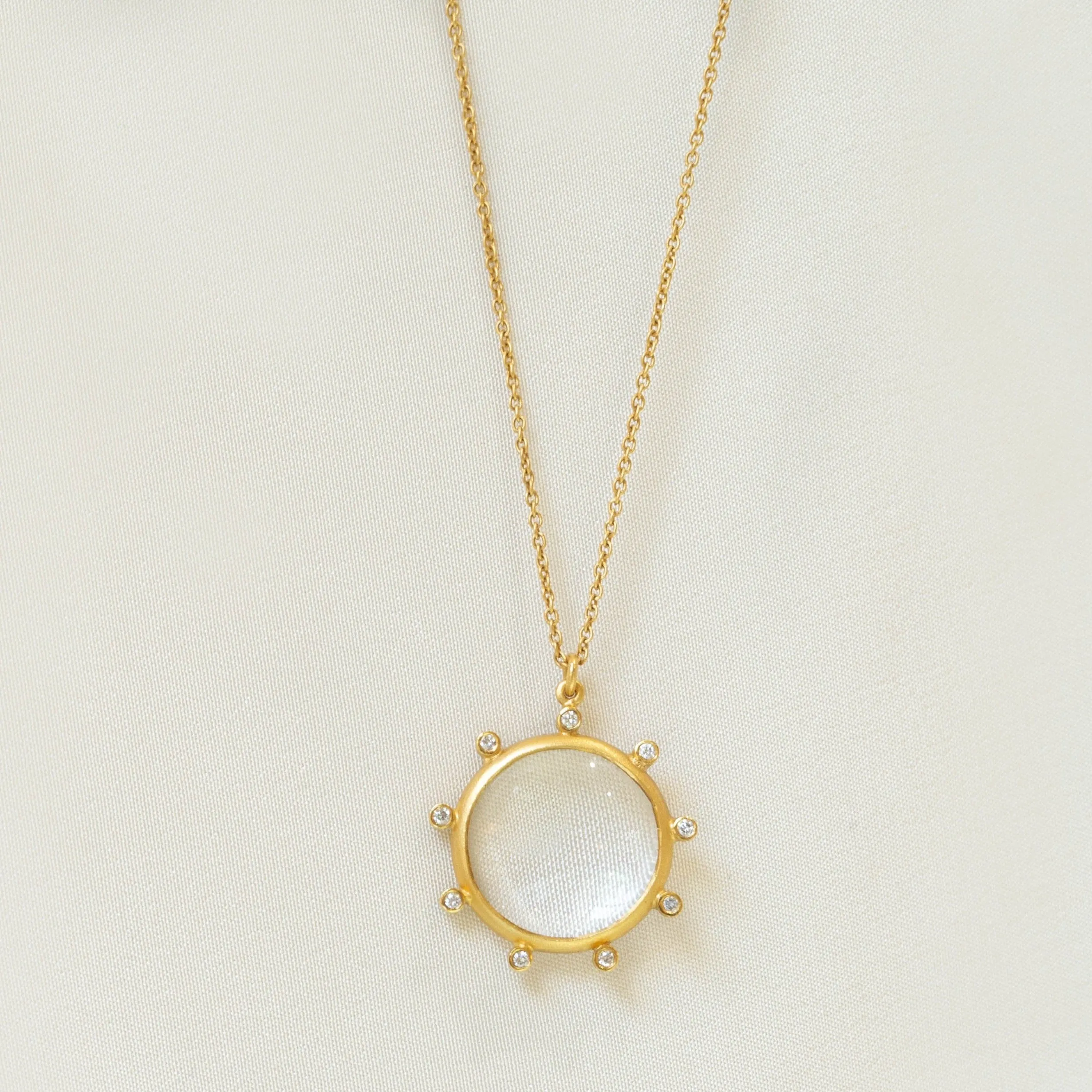 14ky Celestial Looking Glass 0.09ctw Accented Necklace