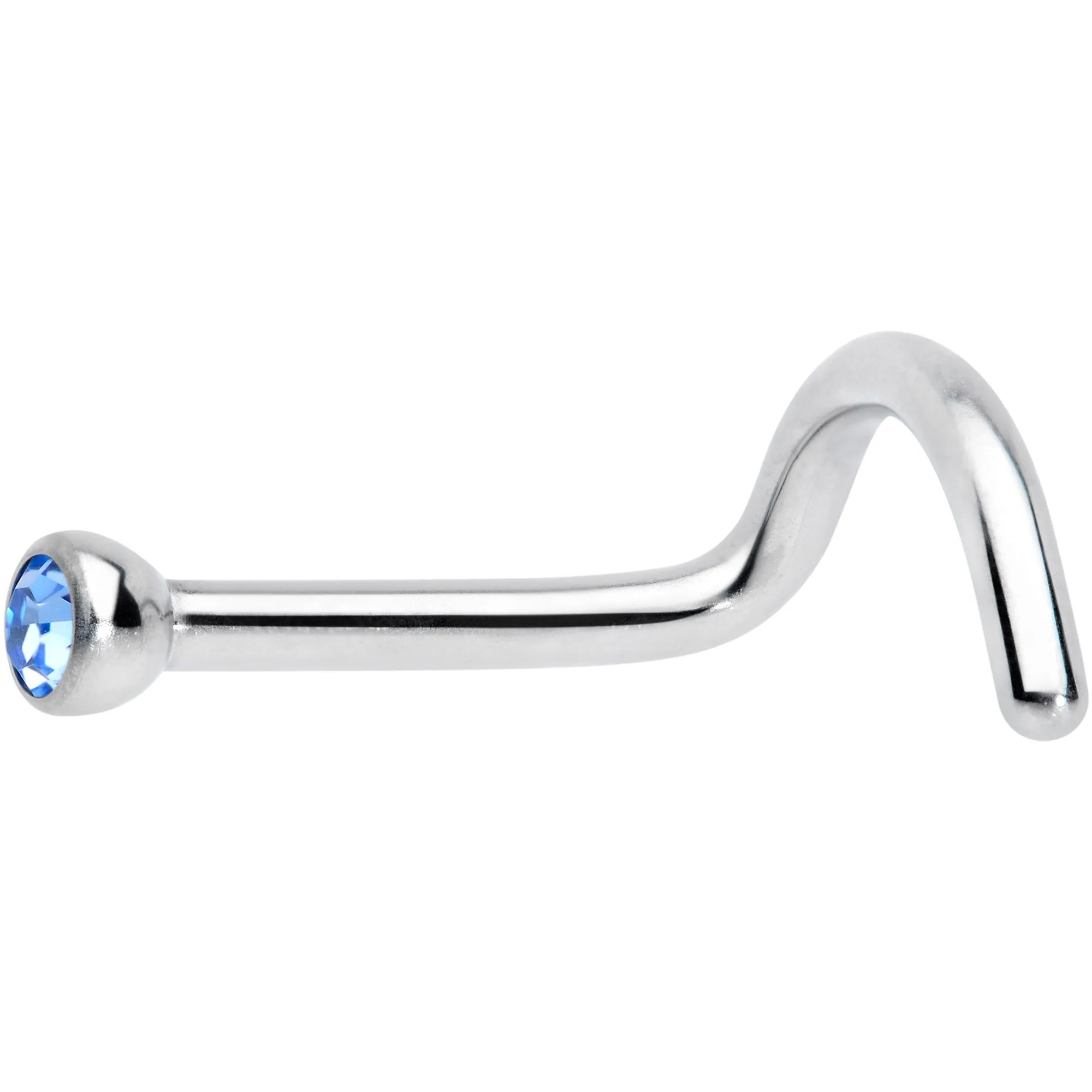 18 Gauge Lt Blue 2mm Grade 23 Titanium Press Fit Left Nose Ring Screw