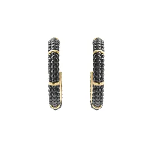 18K Gold Station Ceramic Beaded Hoop Earrings