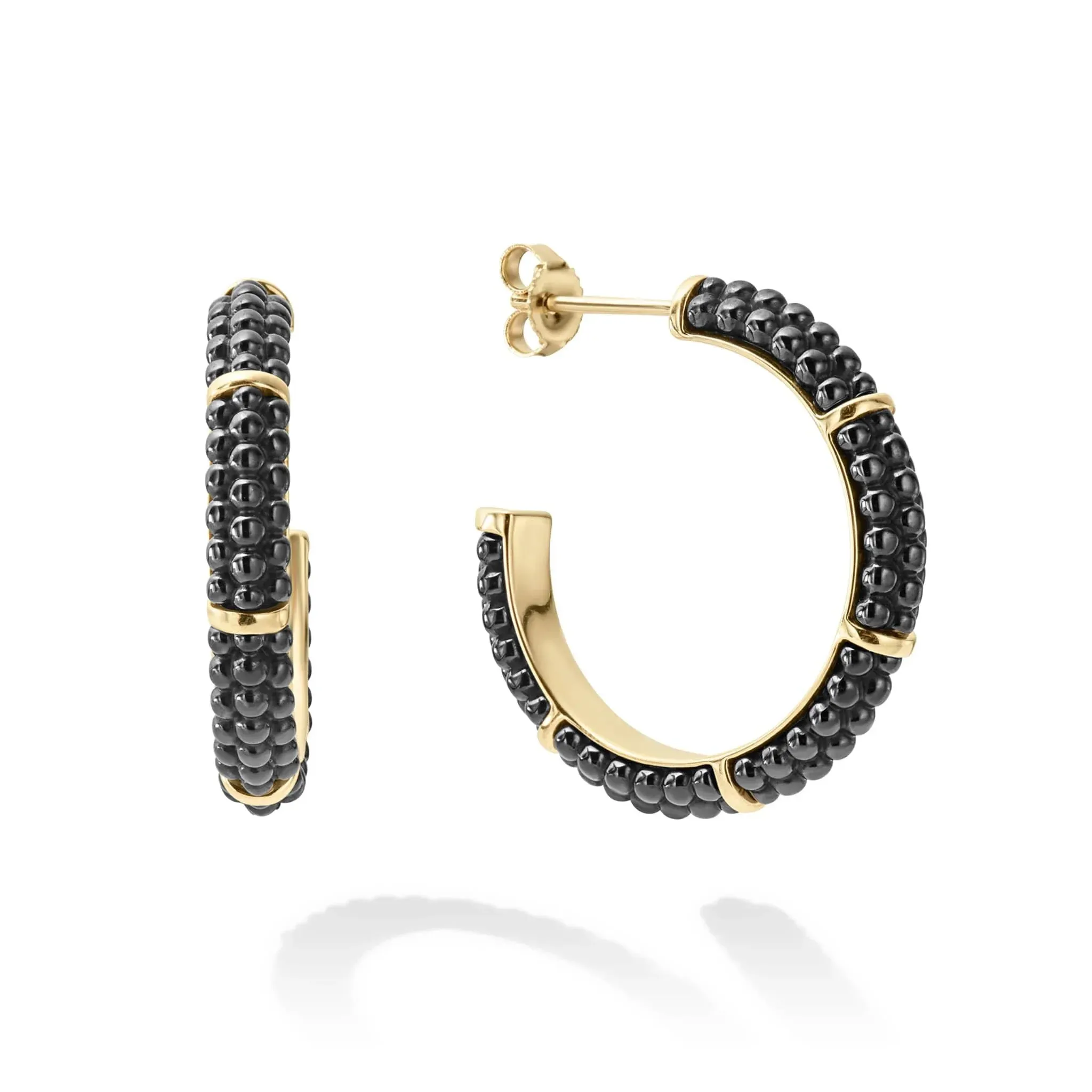 18K Gold Station Ceramic Beaded Hoop Earrings