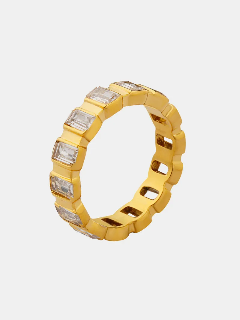 18K Gold Zircon Titanium Ring