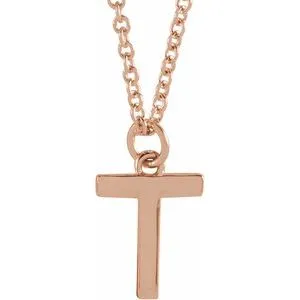 18K Rose Gold-Plated Sterling Silver Initial T  Dangle 16" Necklace