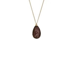 18k Yellow Gold Champagne Diamond Teardrop Pendant Necklace