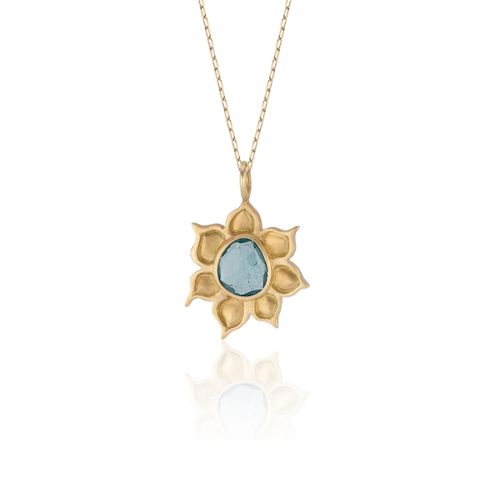 18K Yellow Gold Organic-Shape Rose cut Tourmaline Necklace