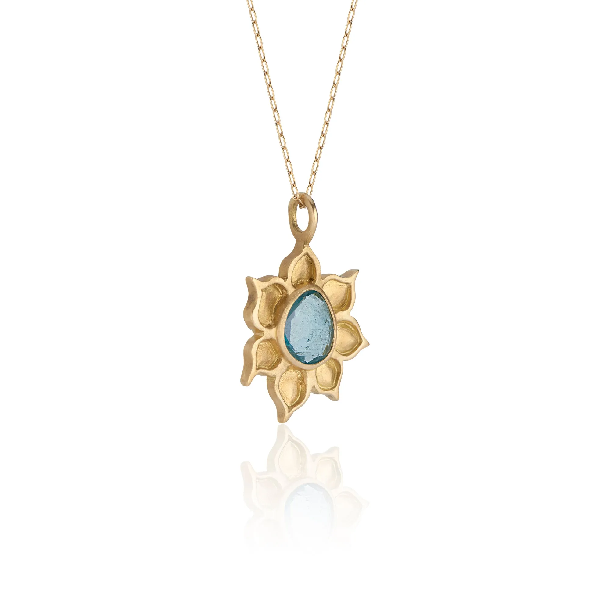 18K Yellow Gold Organic-Shape Rose cut Tourmaline Necklace