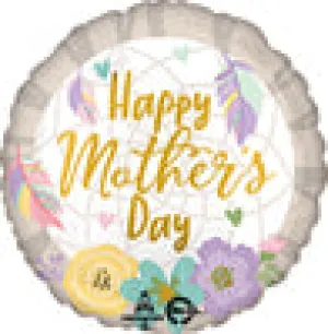 18" Happy Mother's Day Feathers & Flowers
