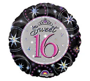18" Happy Sweet 16 Birthday (black)