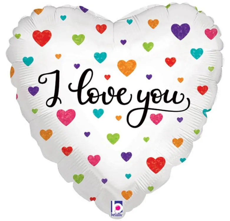 18" I Love You Colorful Hearts