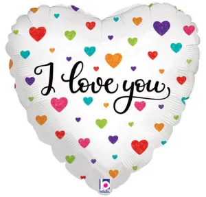 18" I Love You Colorful Hearts
