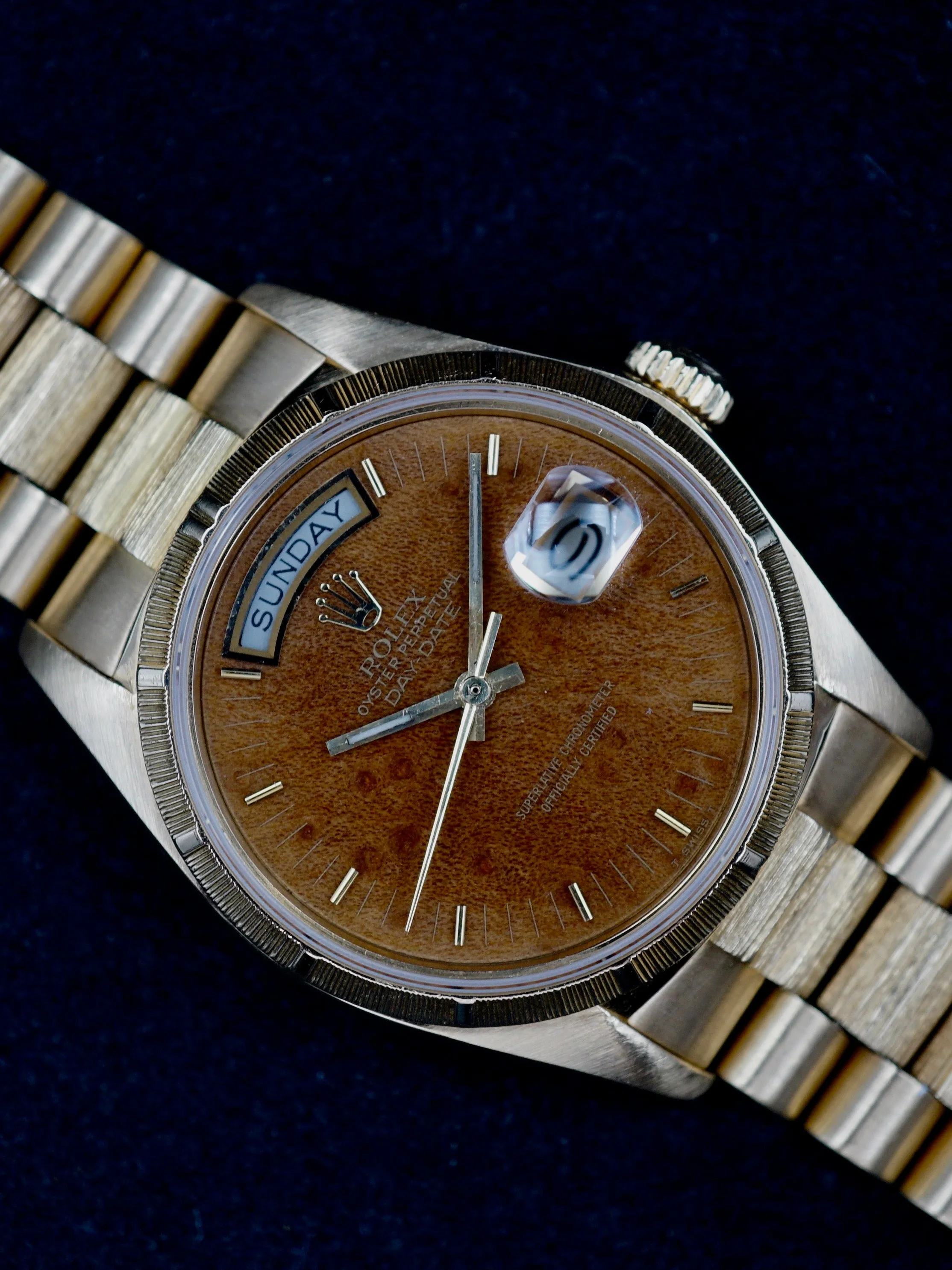 1978 Rolex Bark YG Day-Date (Ref. 18078) “Burlwood Dial”