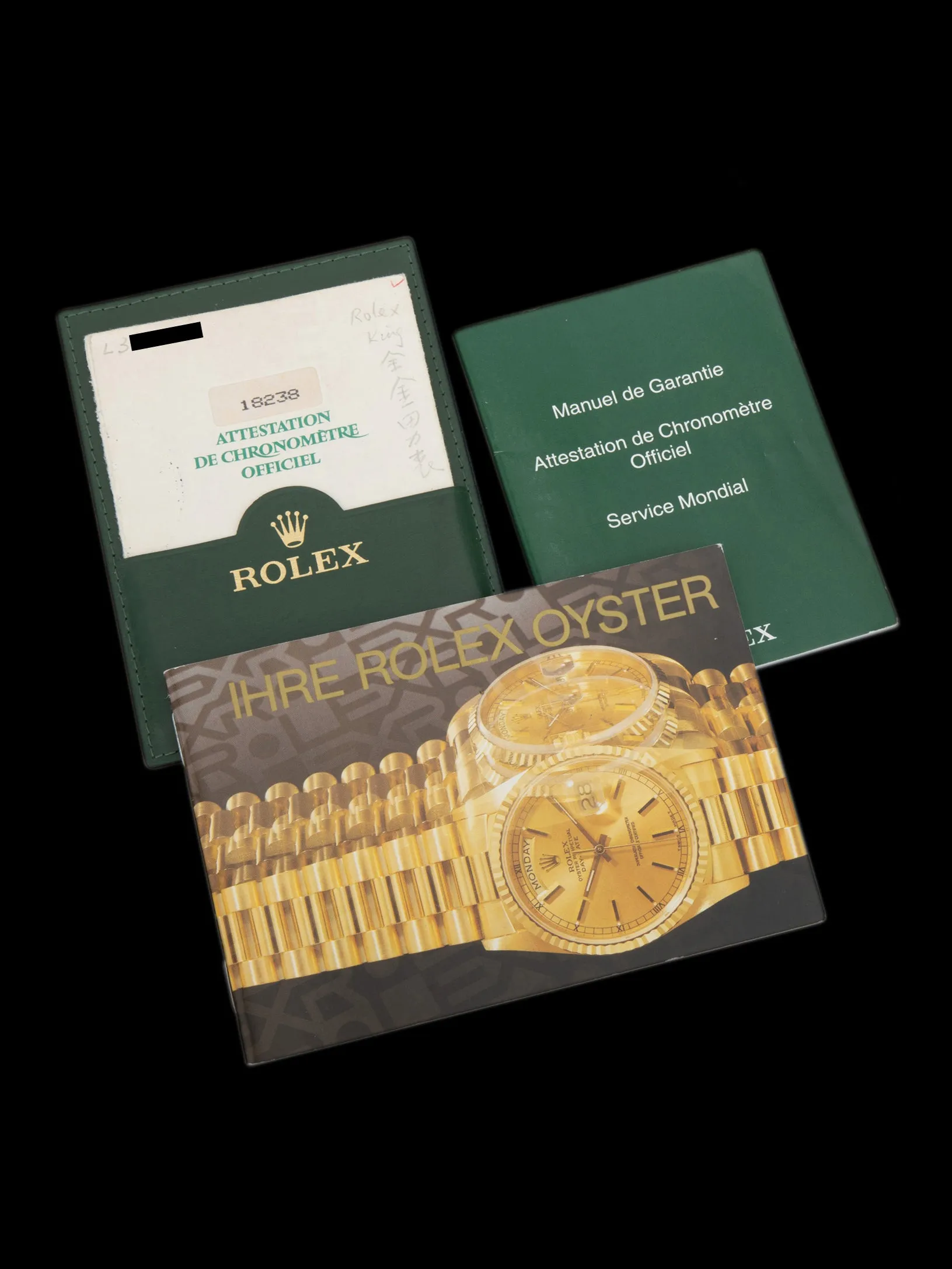 1989 Rolex Day-Date 18k YG (Ref. 18238) Ferrite Dial W/ Papers & Booklets