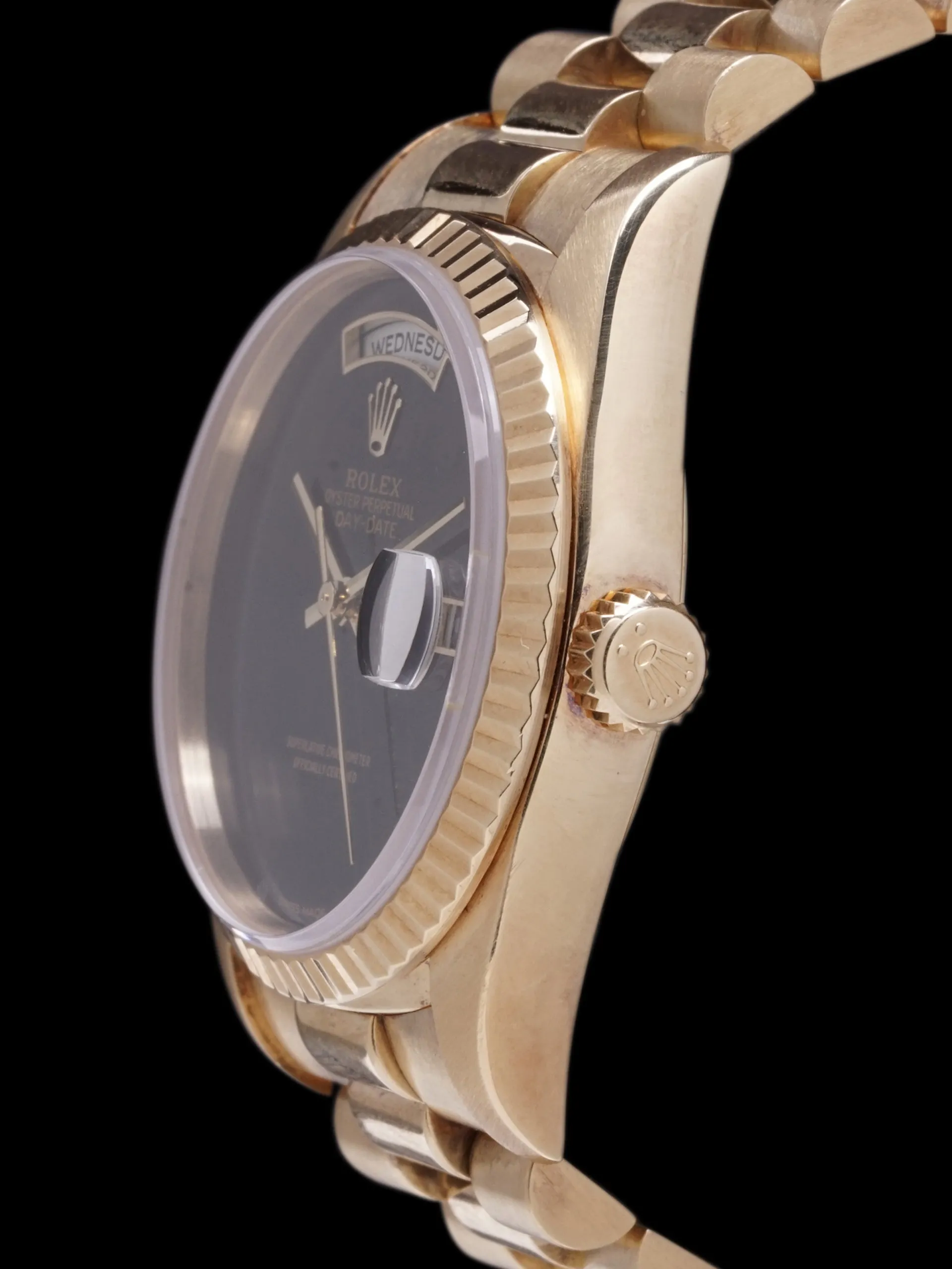 1991 Rolex Day-Date (Ref. 18238) 18k YG Onyx Dial W/ Box and Rolex Service Card