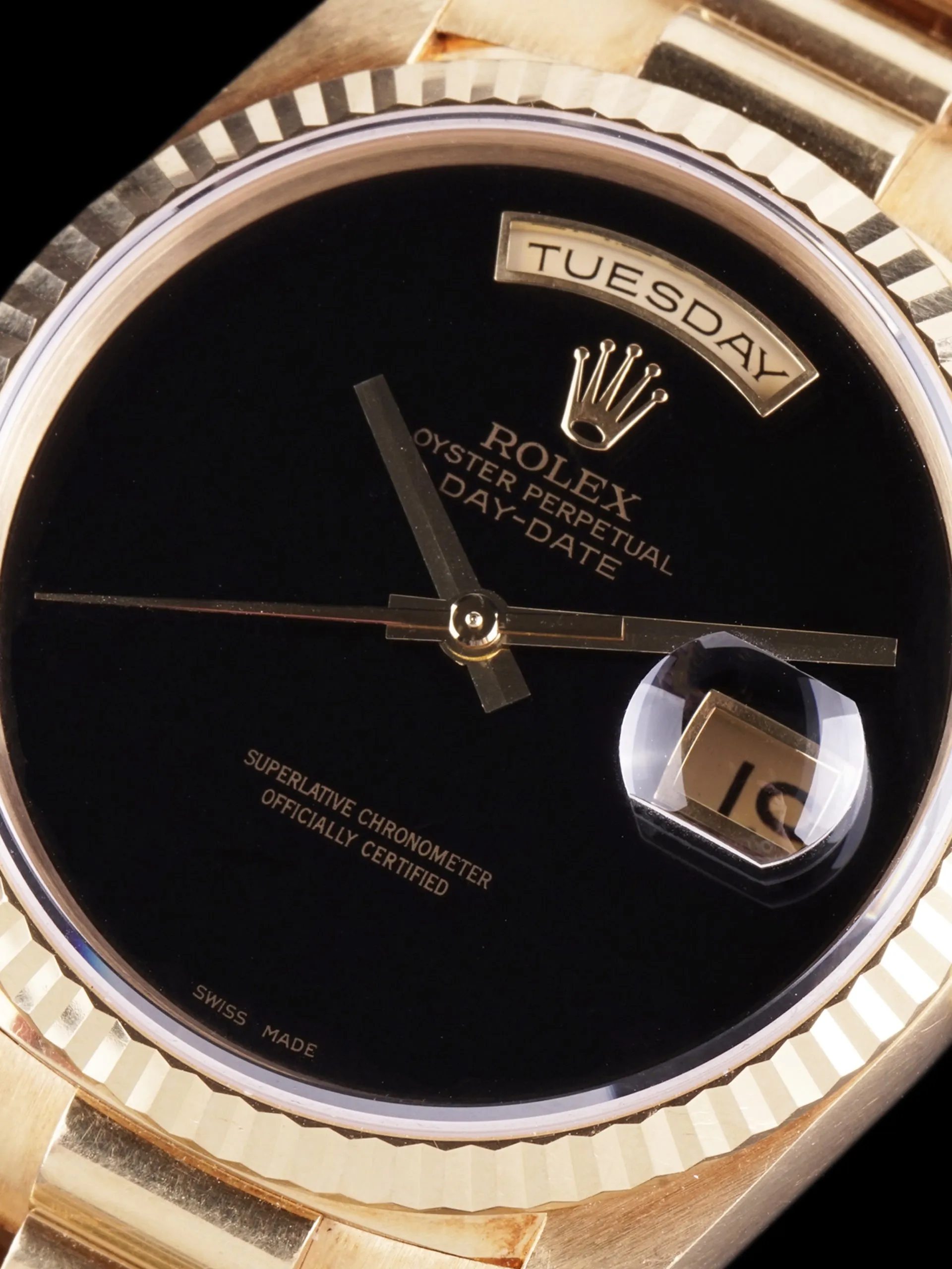 1991 Rolex Day-Date (Ref. 18238) 18k YG "Onyx Dial"