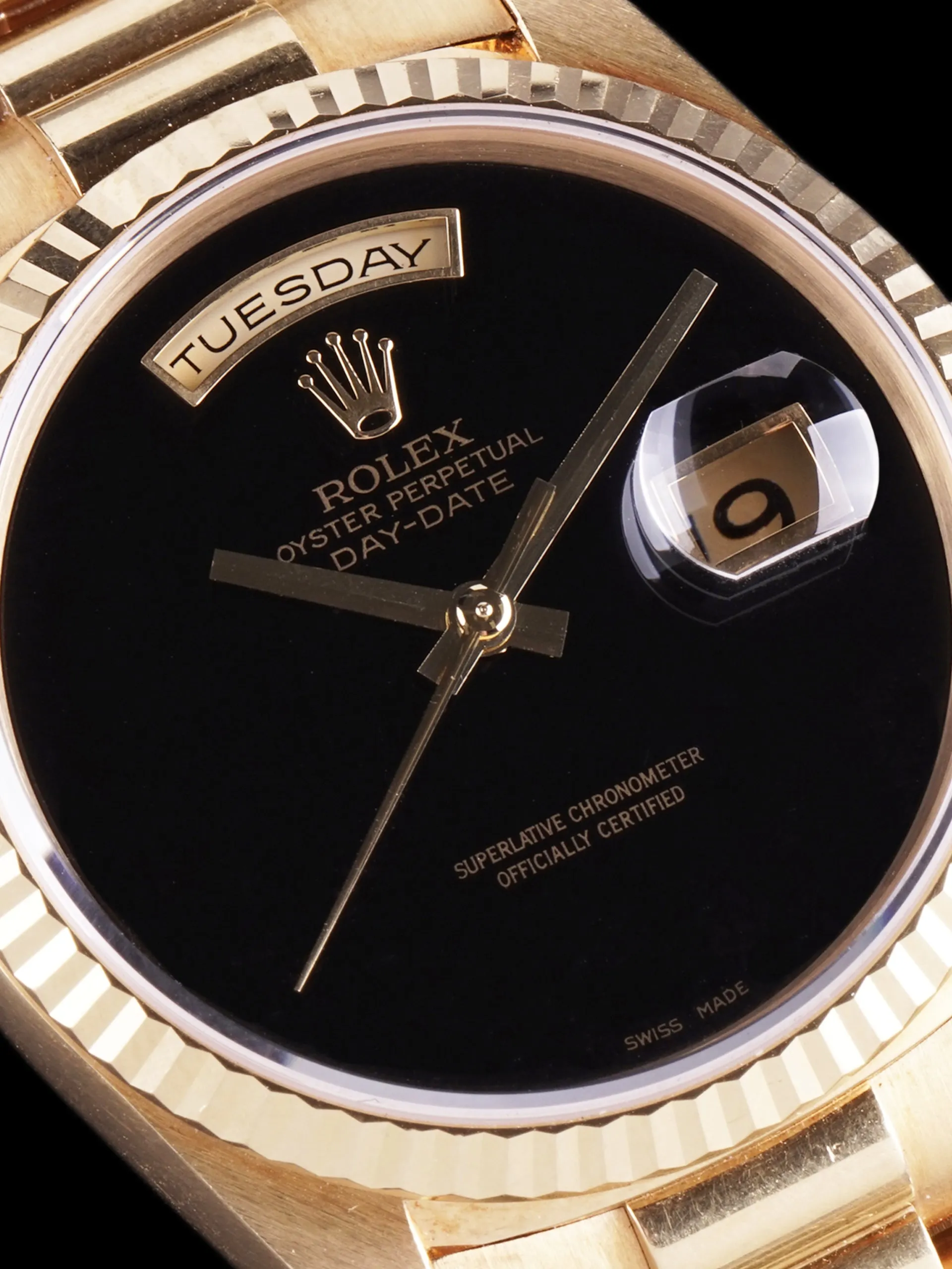 1991 Rolex Day-Date (Ref. 18238) 18k YG "Onyx Dial"