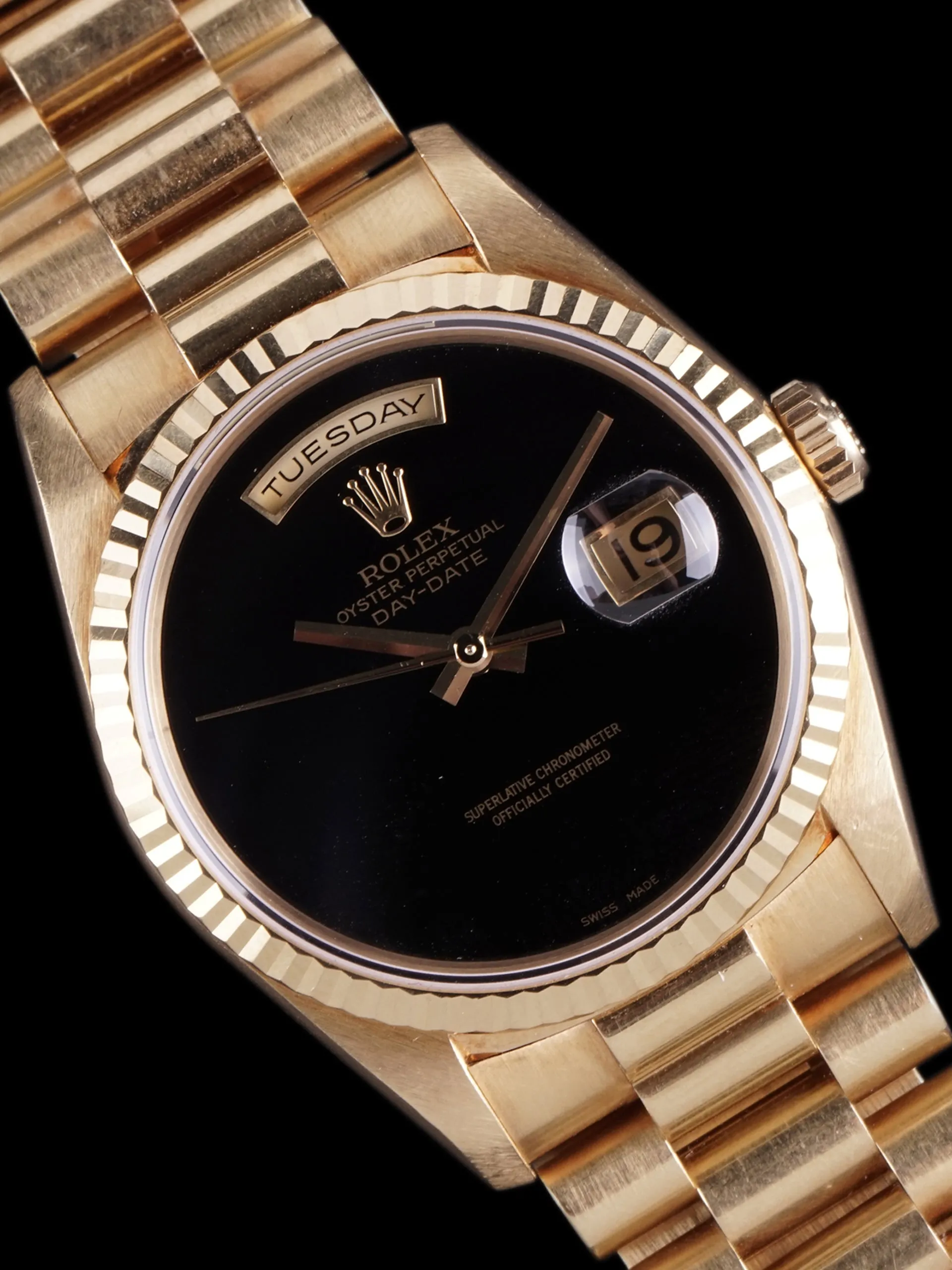 1991 Rolex Day-Date (Ref. 18238) 18k YG "Onyx Dial"