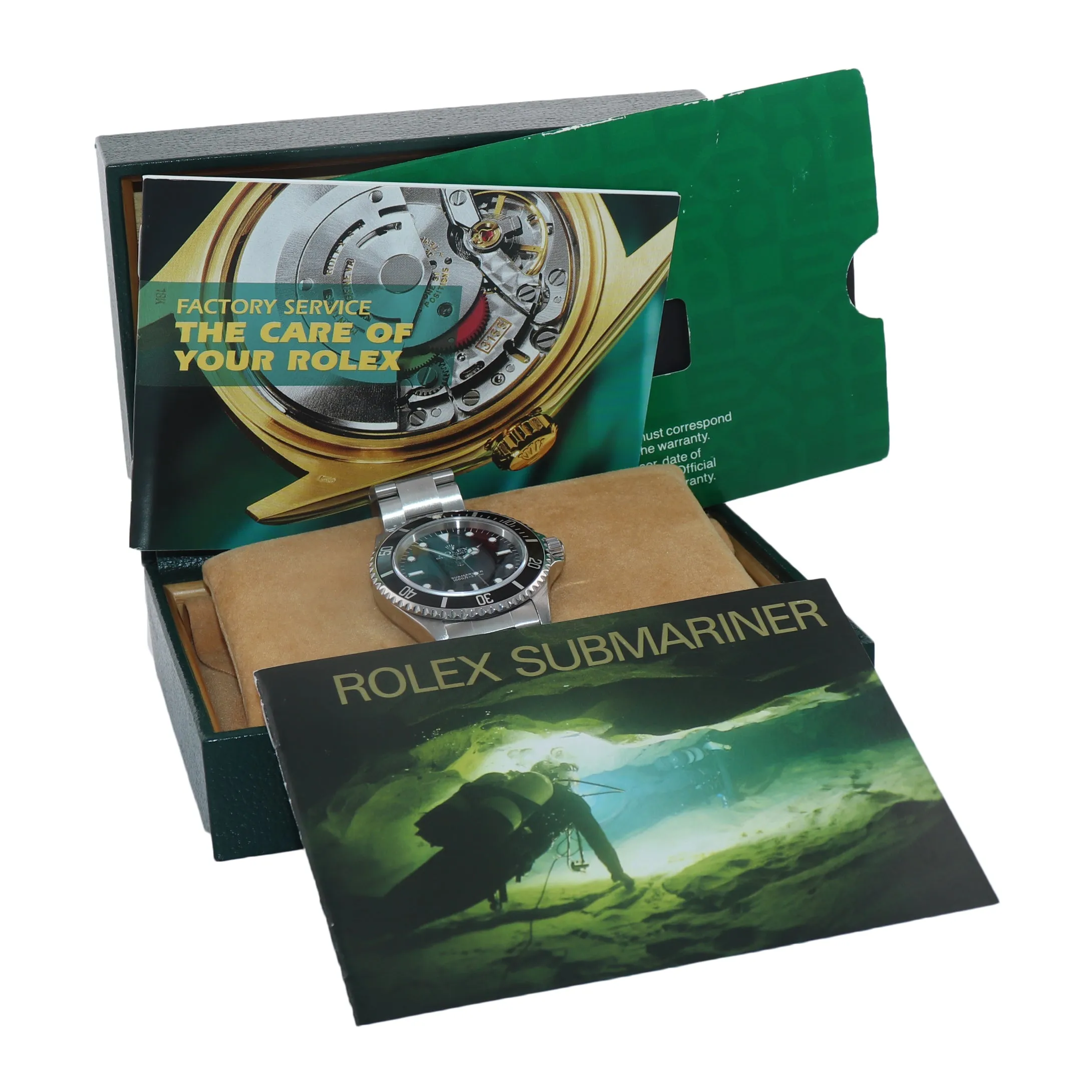 1998 Rolex Submariner No-Date 2 line dial 14060 Steel Black 40mm Watch Box