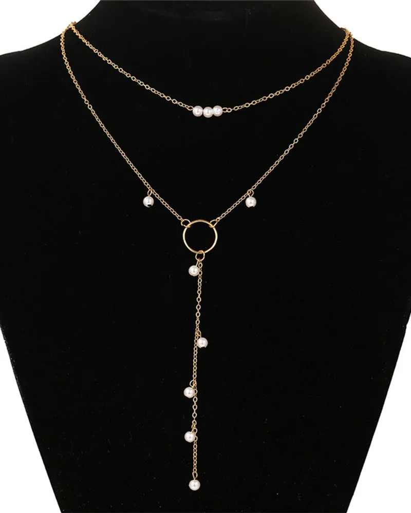 1pc Beaded O Ring Tassel Design Necklace