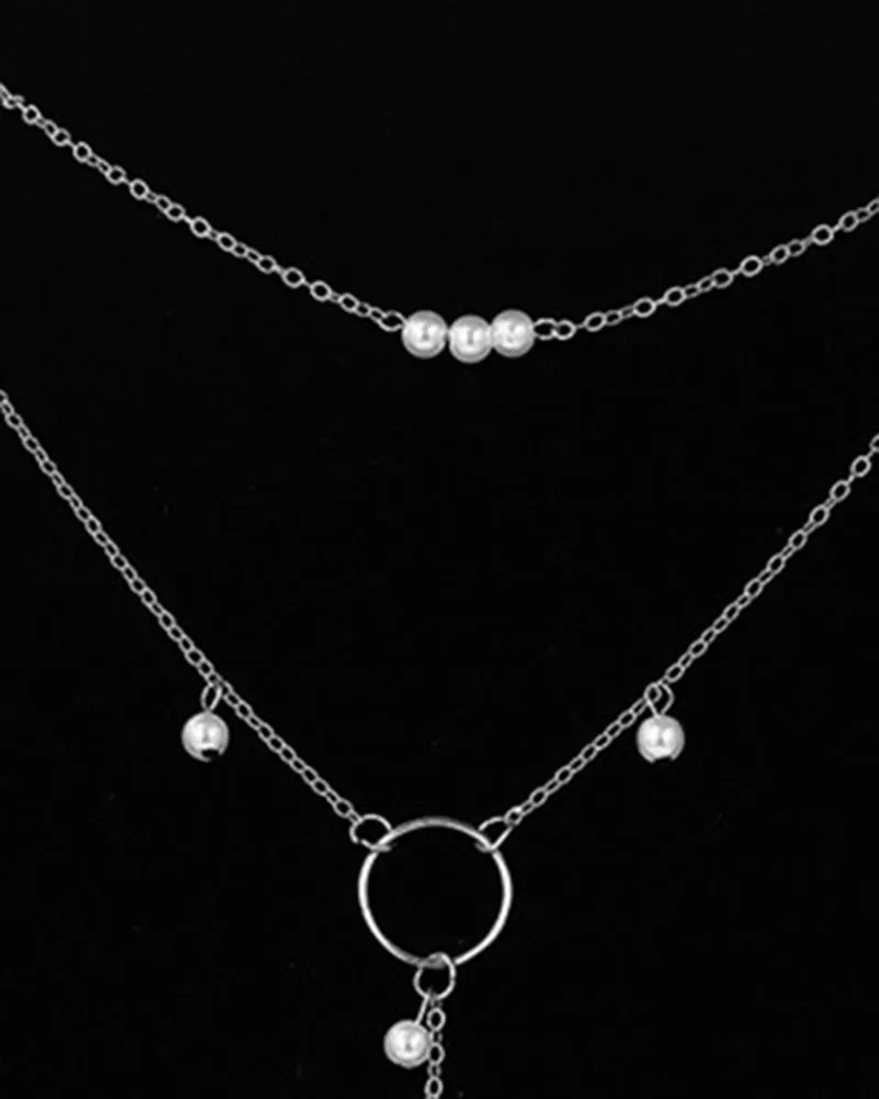 1pc Beaded O Ring Tassel Design Necklace
