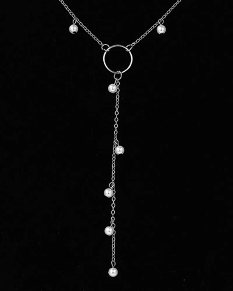 1pc Beaded O Ring Tassel Design Necklace