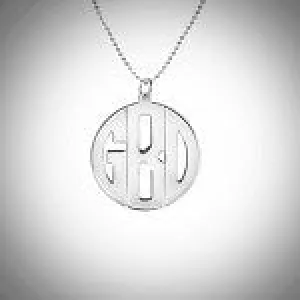 1" Block Monogram Necklace in Sterling Silver