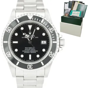2004 Rolex Sea-Dweller Black 40mm Watch Stainless NO HOLES 16600 FULL SET B P