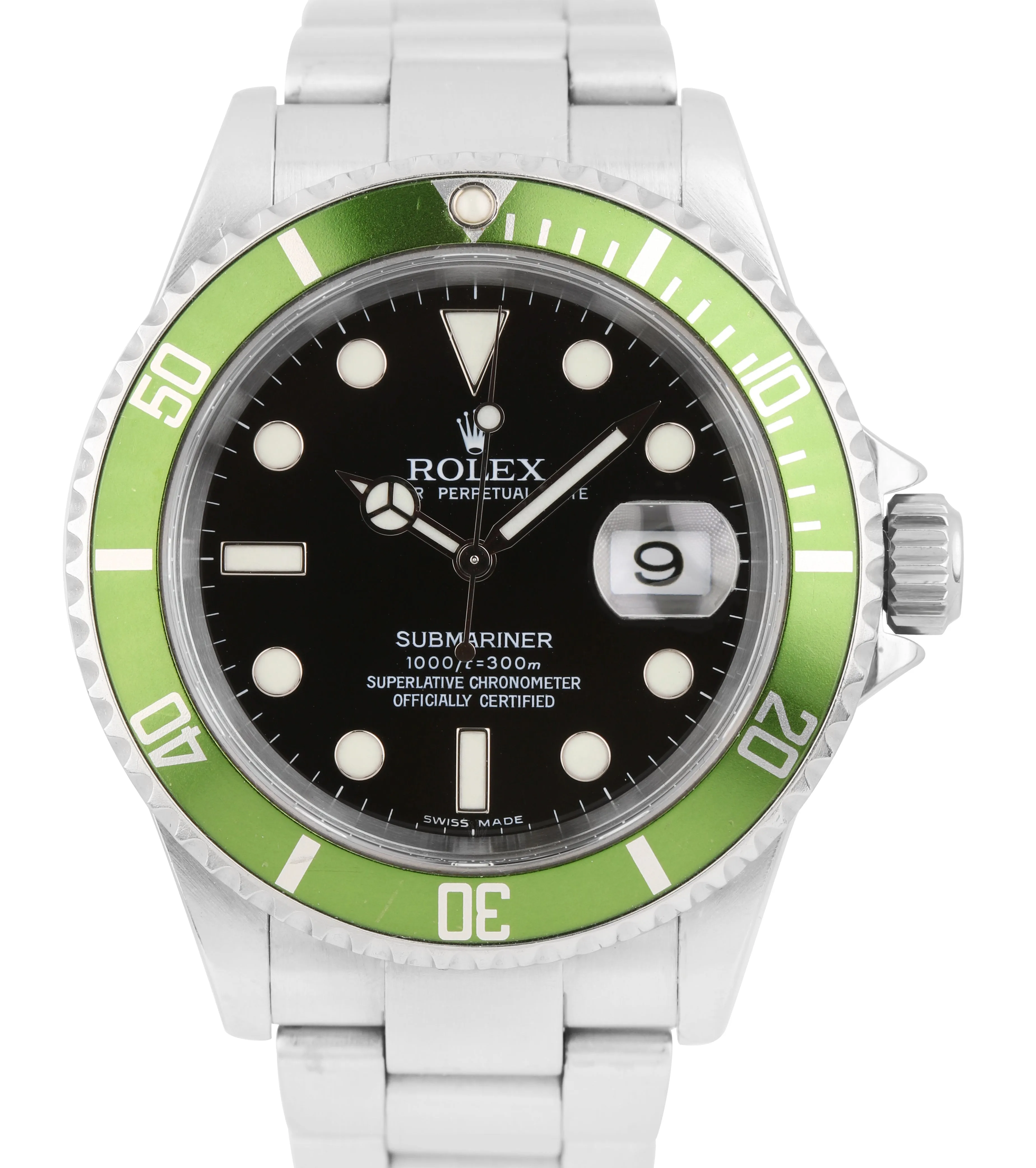 2005 Rolex Submariner Kermit Green 50th Anniversary Steel Watch 16610 LV B P