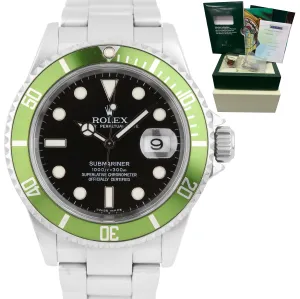 2005 Rolex Submariner Kermit Green 50th Anniversary Steel Watch 16610 LV B P