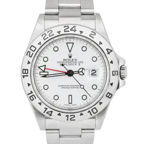 2006 Rolex Explorer II NO-HOLES Polar White GMT Stainless 40mm 16570 T Watch