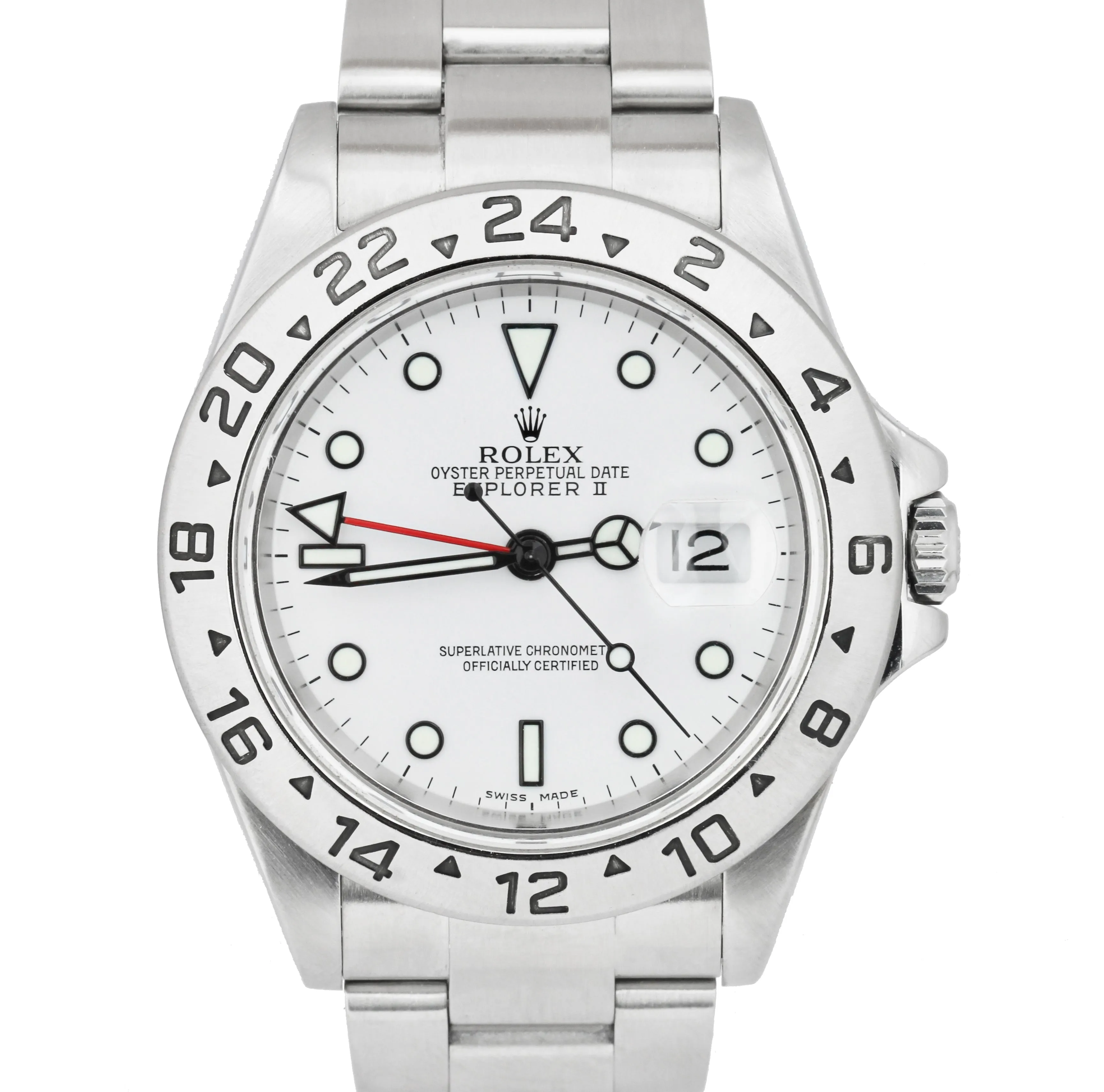 2006 Rolex Explorer II NO-HOLES Polar White GMT Stainless 40mm 16570 T Watch