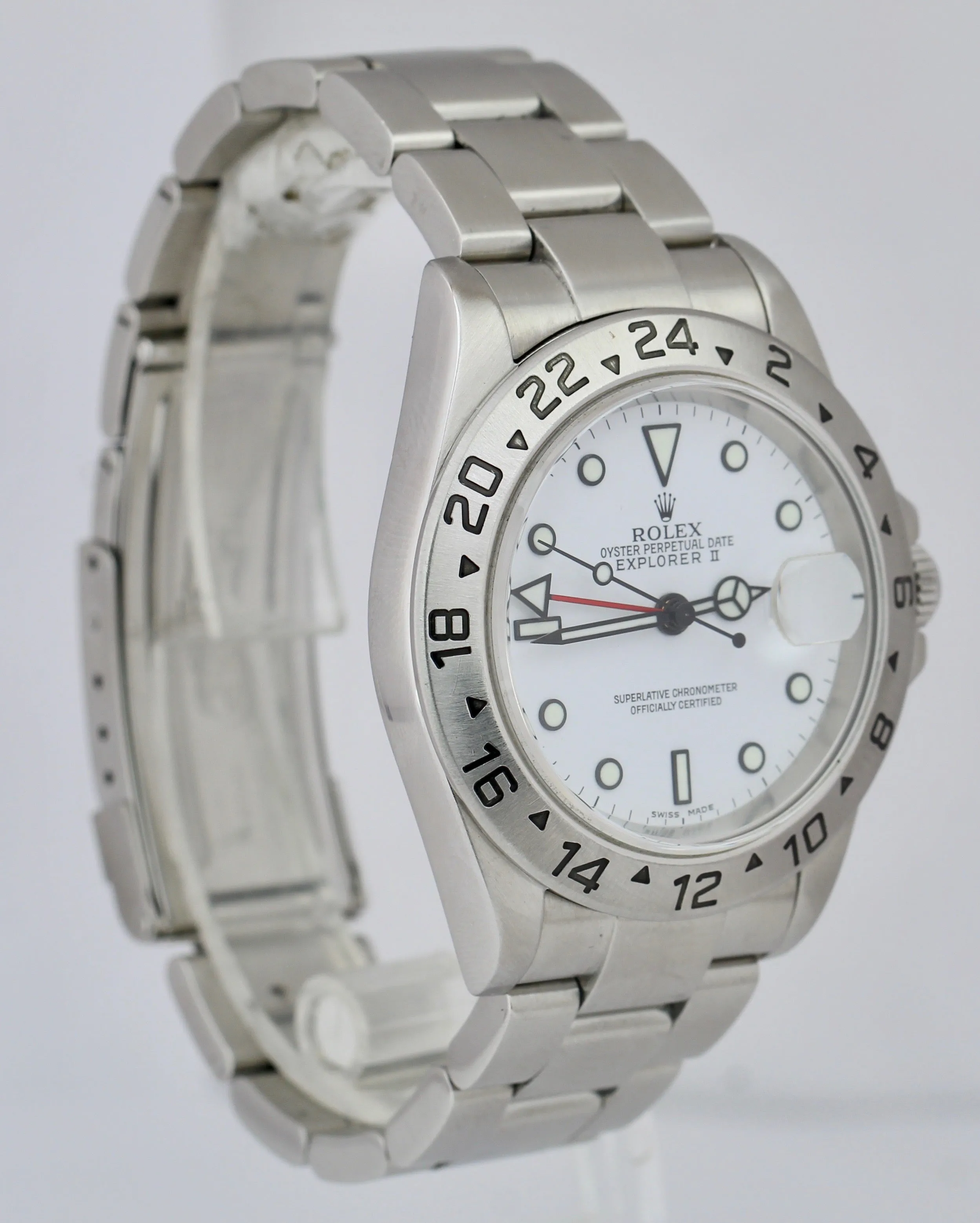 2006 Rolex Explorer II NO-HOLES Polar White GMT Stainless 40mm 16570 T Watch