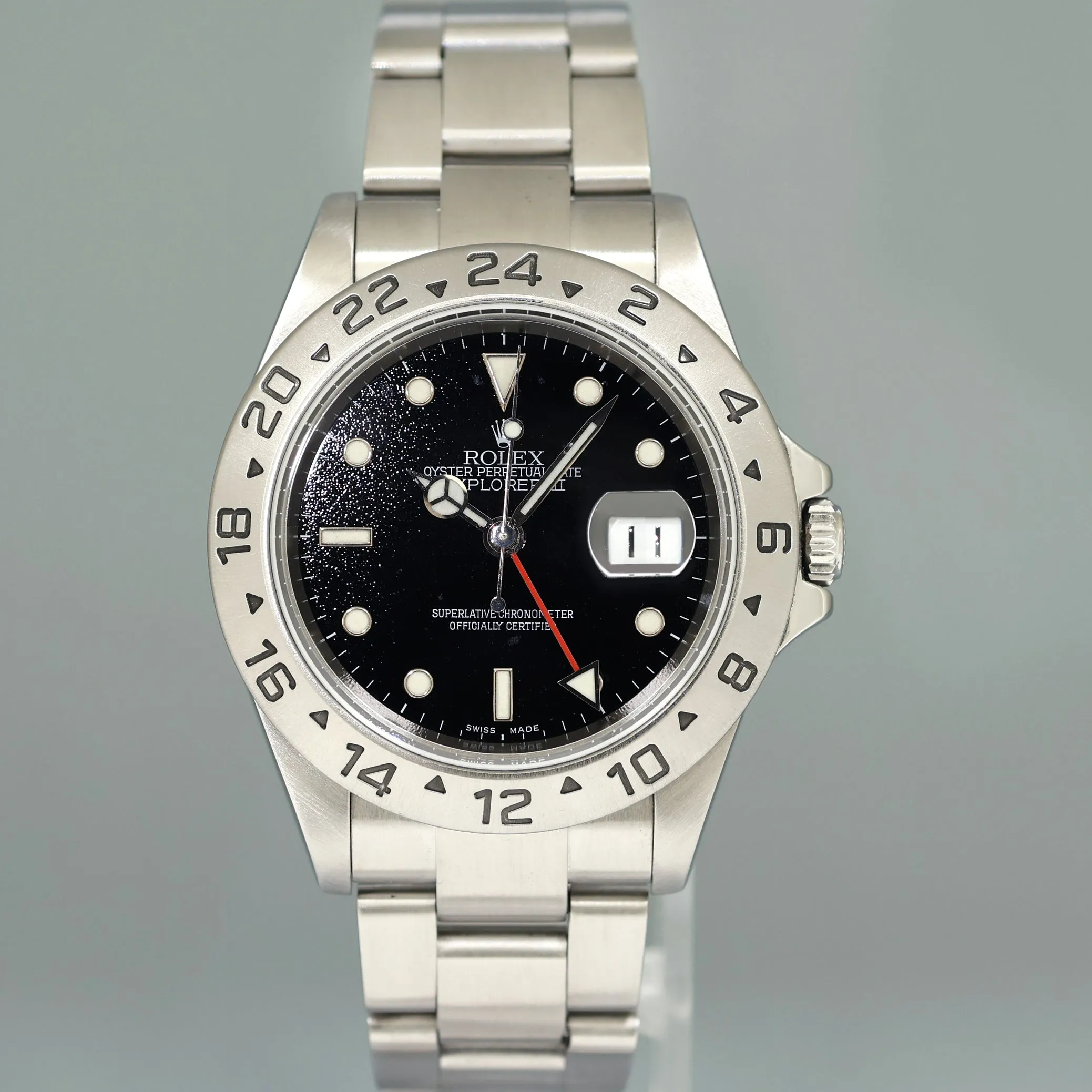 2007 NO HOLES Rolex Explorer II 16570 Stainless Steel Black Date GMT 40mm Watch Box