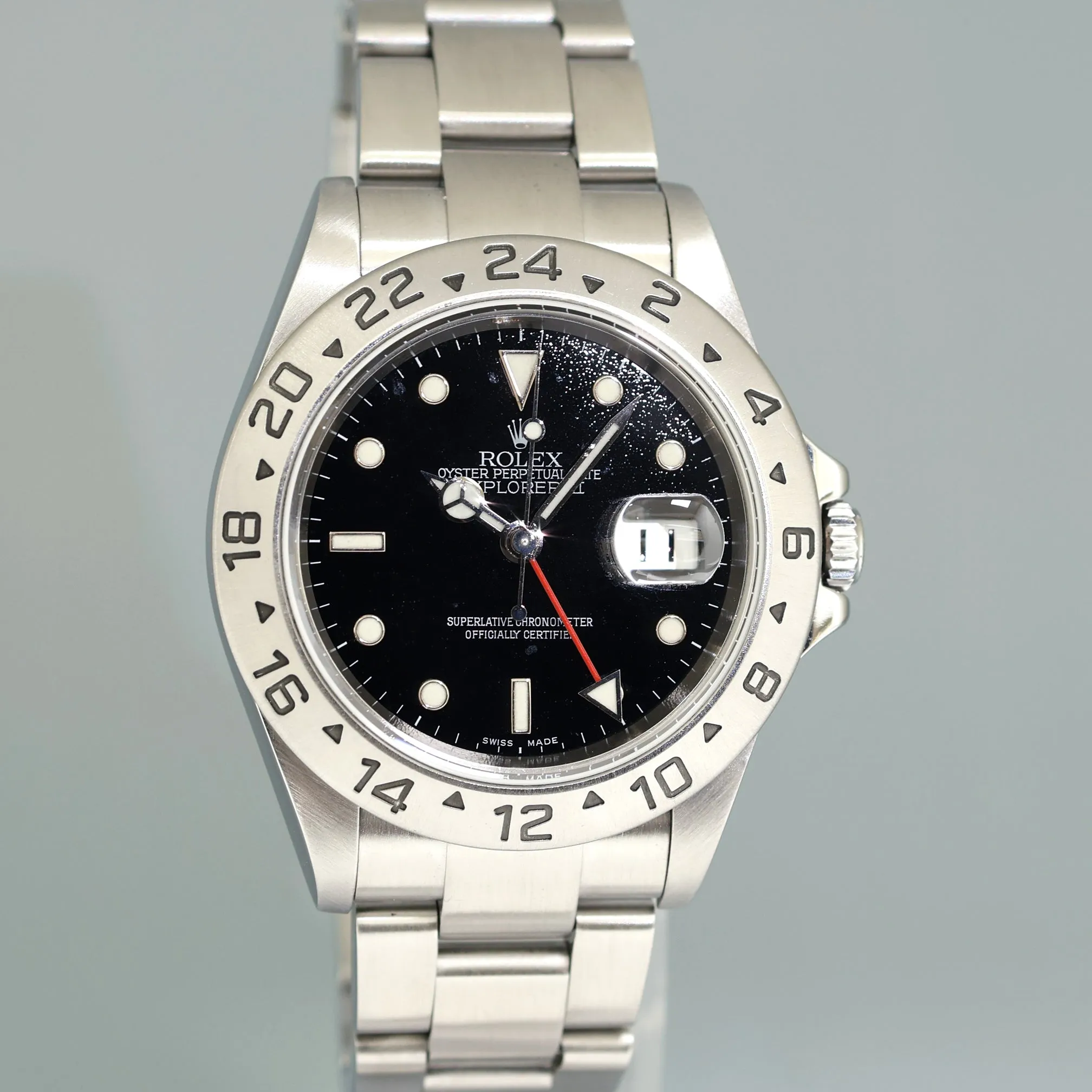 2007 NO HOLES Rolex Explorer II 16570 Stainless Steel Black Date GMT 40mm Watch Box