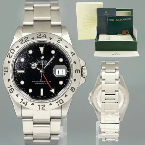 2007 NO HOLES Rolex Explorer II 16570 Stainless Steel Black Date GMT 40mm Watch Box