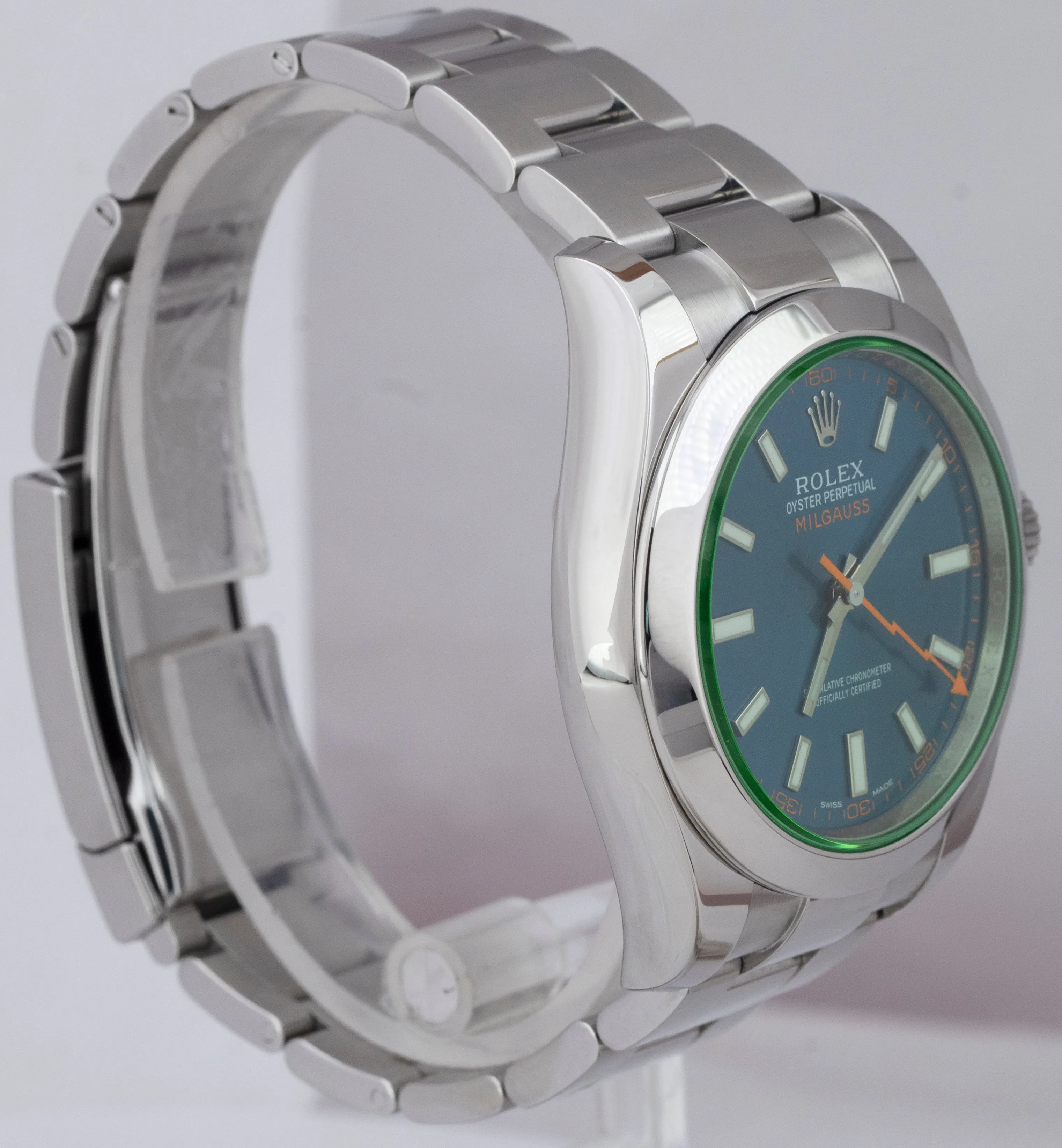 2015 Rolex Milgauss Z-Blue Green Anniversary 116400 GV Stainless Steel Watch