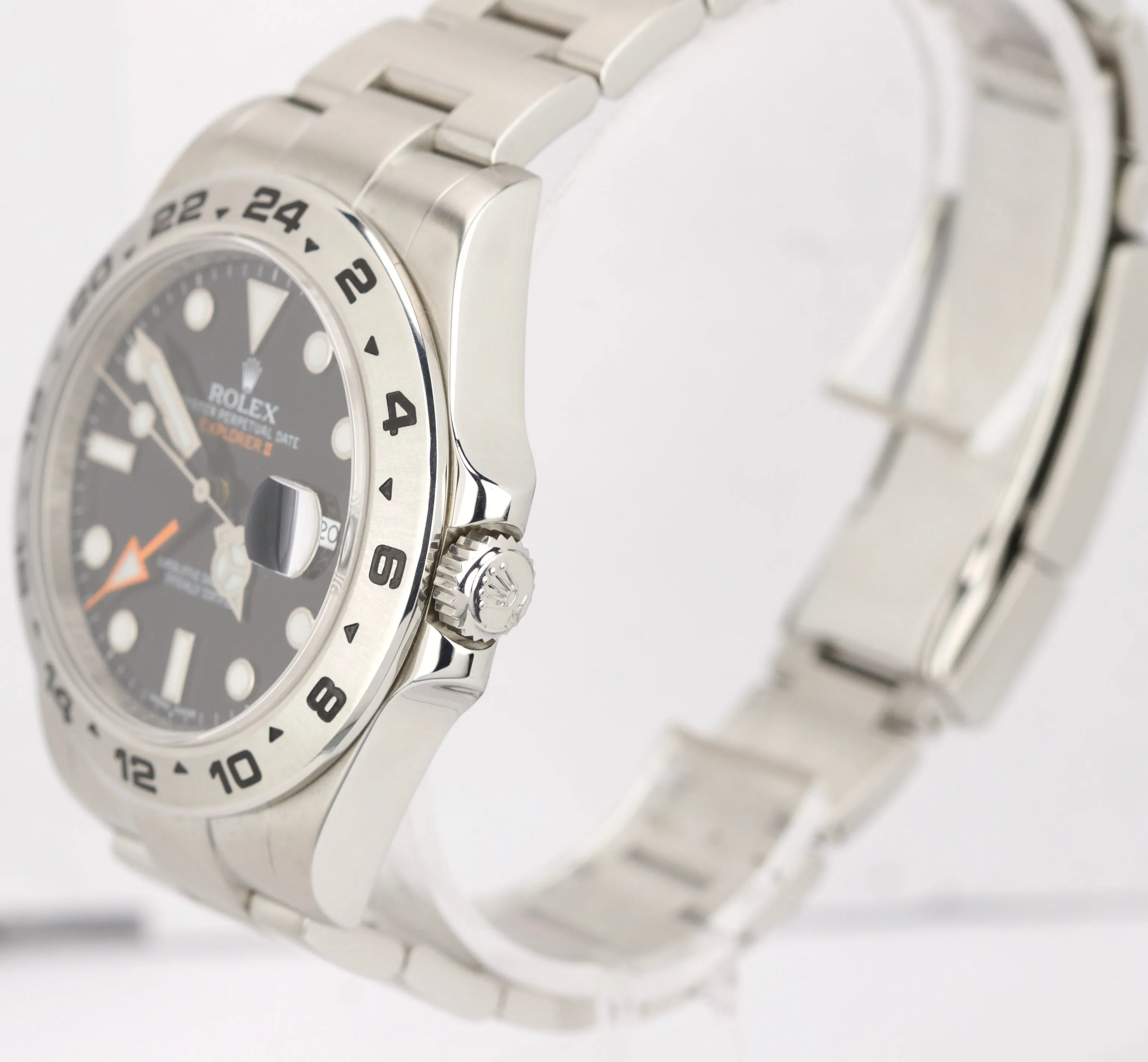 2016 FULL SET Rolex Explorer II 42mm 216570 Black Orange Steel GMT Date Watch