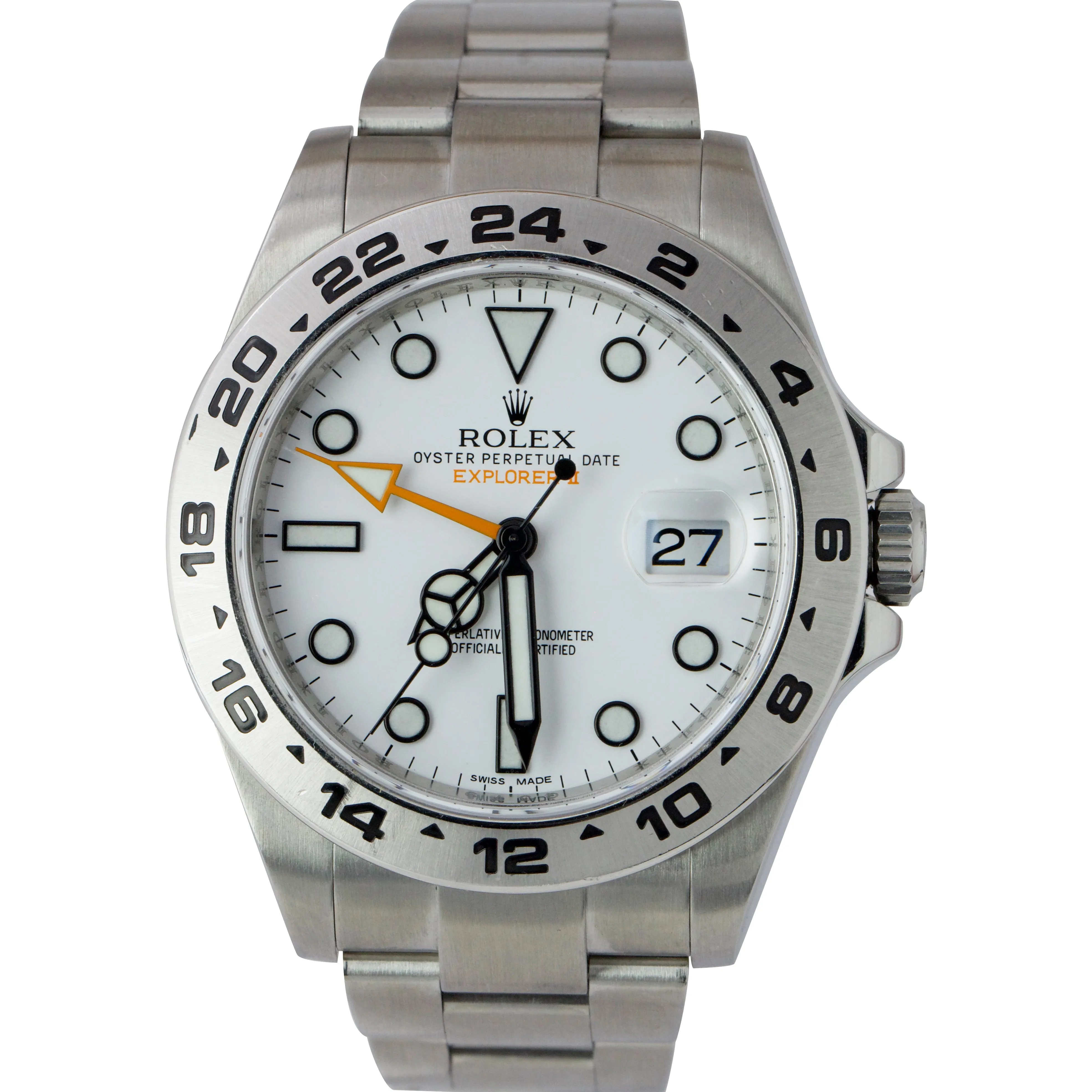 2016 Rolex Explorer II White Orange Stainless 42mm GMT Date Watch 216570 B P