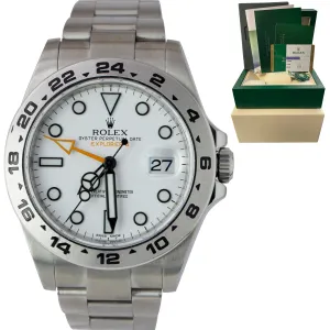2016 Rolex Explorer II White Orange Stainless 42mm GMT Date Watch 216570 B P