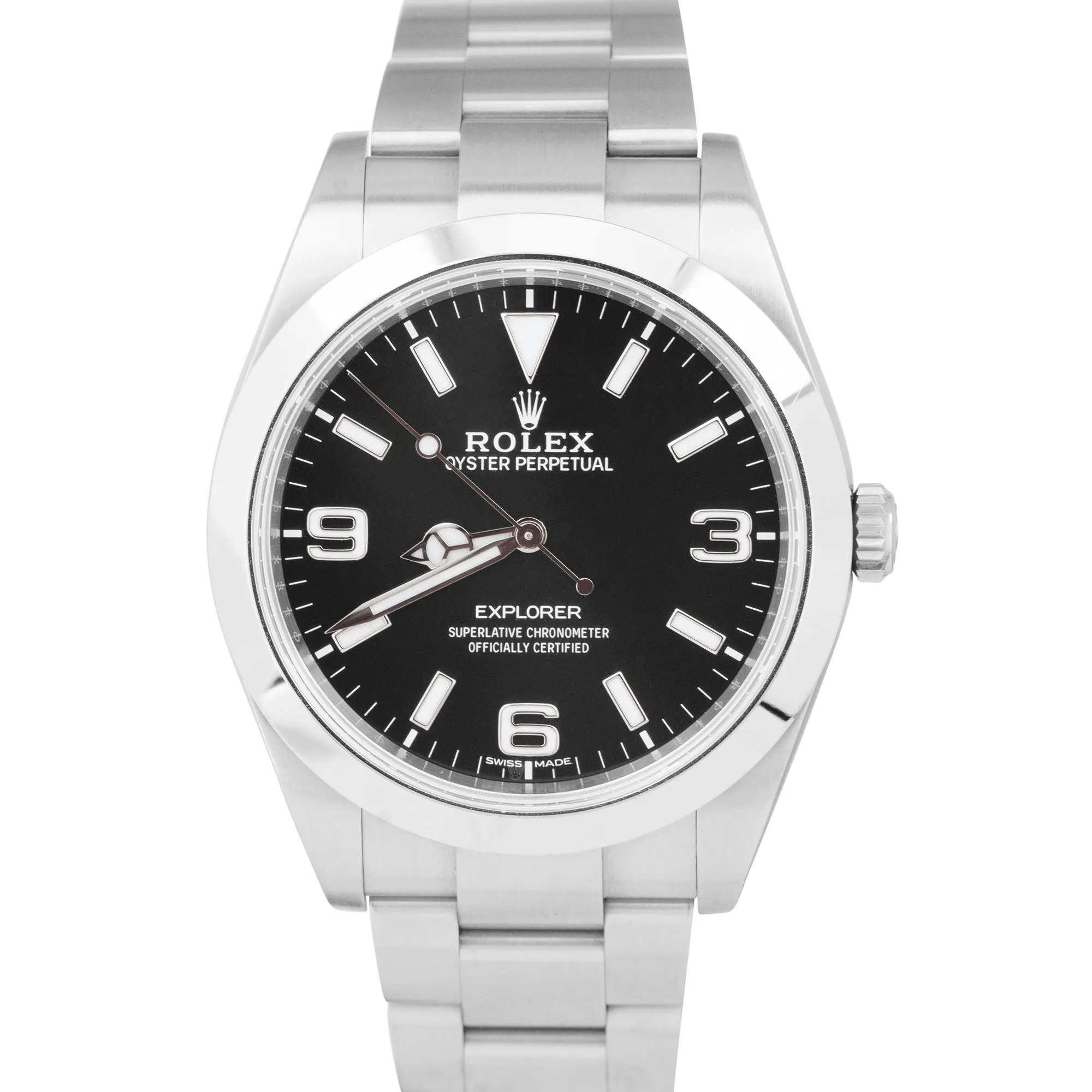2017 Rolex Explorer I Black 39mm Stainless Steel FULL LUME MK2 Watch 214270 B P