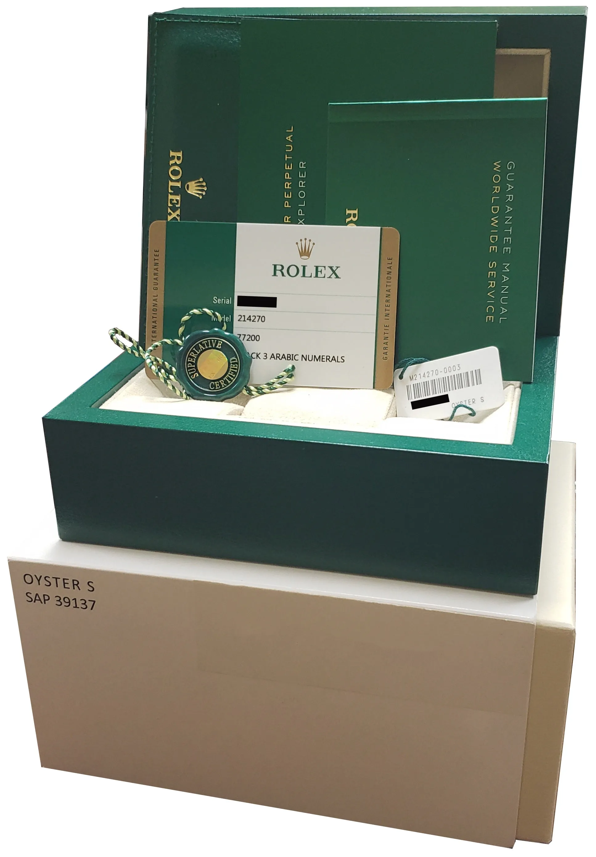 2017 Rolex Explorer I Black 39mm Stainless Steel FULL LUME MK2 Watch 214270 B P